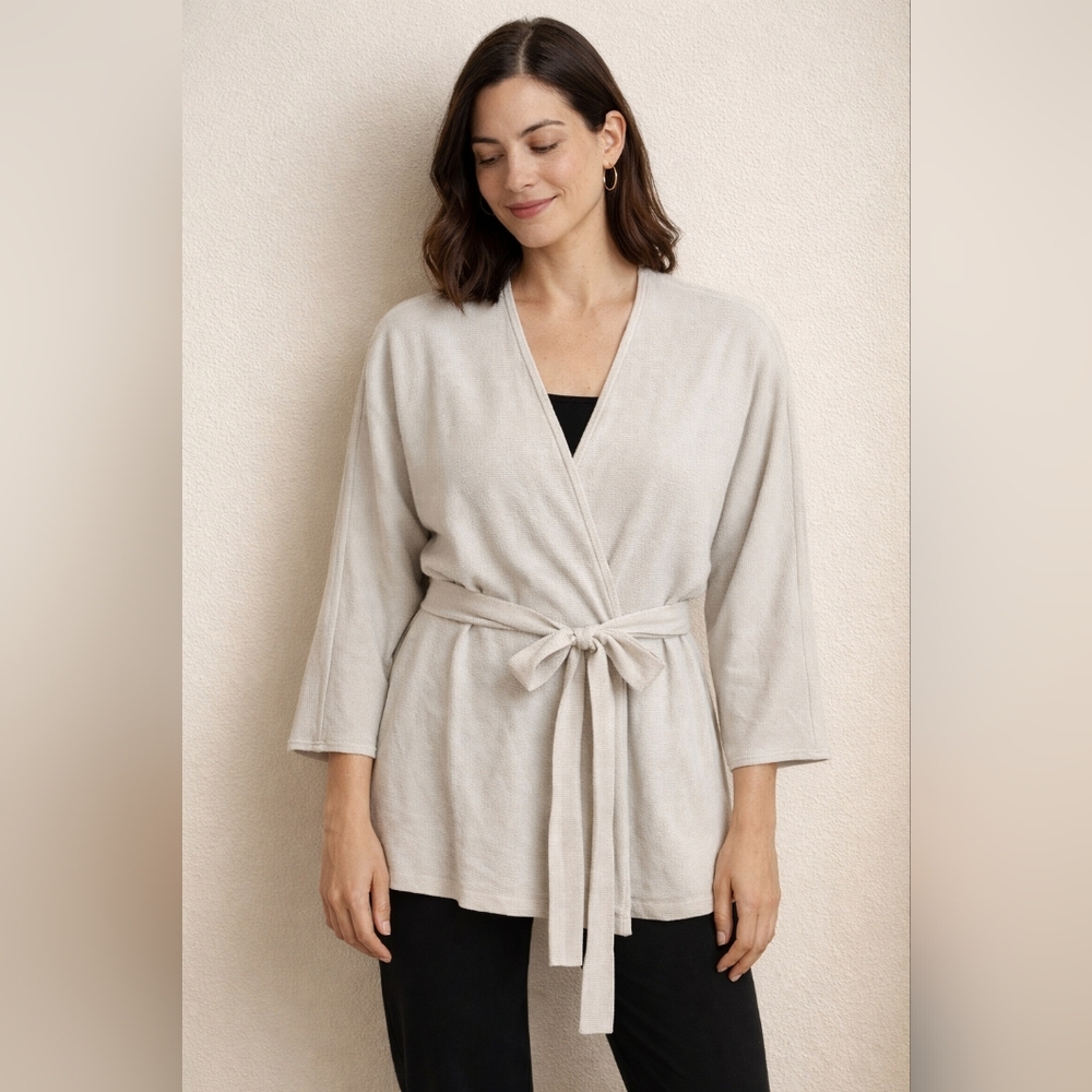 Eileen Fisher Organic Cotton/Silk Wrap Cardigan